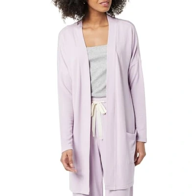 Abbildung von Amazon Essentials Damen Leichte Lounge Strickjacke aus Terry Frottee, Vorne Offen, Bequeme Passform, Lavendel, S