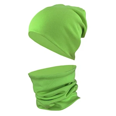 Abbildung von TupTam Kinder Mütze/Beanie und Schlauch Schal Set aus Jersey Rippstoff, Farbe: Lindgrün, Größe: 52 56