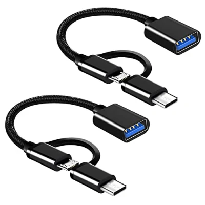 Abbildung von USB C auf 3.0 Adapter, 2 in 1 C/Micro Adapter(2 Stück), OTG Kabel Micro Kompatibel mit MacBook Pro, iPad Samsung Galaxy, etc.