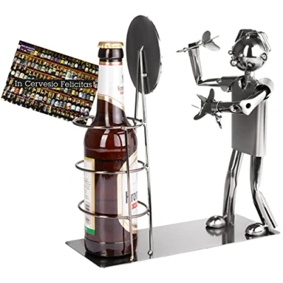 Abbildung von BRUBAKER Flaschenhalter Bierflaschenhalter Darts Meisterschaft, (1 St), Metall Skulptur Flaschenständer Dartscheibe Metallfigur Biergeschenk für Dartspieler und Fans Bier Halter mit Grußkarte