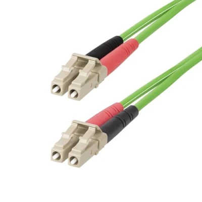 Abbildung von StarTech.com 1m LC zu (UPC) OM5 Multimode Glasfaserkabel, 50/125µm Duplex LOMMF Zipcord, 40G/100G, Biegeunempfindlich, Kleine Einfügedämpfung, LSZH LWL Verlegekabel/Patchkabel, 1 m, LOMM, OM5, LC,