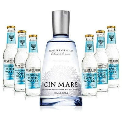Abbildung von Gin Tonic Set Mare 0,7l 700ml (42,7% Vol) + 6x Fever Tree Mediterranean Water 200ml Inkl. Pfand MEHRWEG