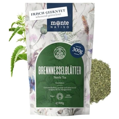 Abbildung von Brennesseltee (300g) Monte Nativo Kräutertee 100% natürlicher Brennnessel Tee Entwässerung Brennnesselblätter lose Entwässerungstee Detox Vegan