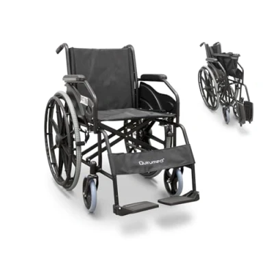 Abbildung von QUIRUMED Klapprollstuhl EASY STYLE, Stahl, Breite 46 cm, einfaches Zusammenklappen, selbstfahrende Räder, klappbare Fußstützen, gepolsterter Sitz, manuelle Bremsen, für ältere Menschen