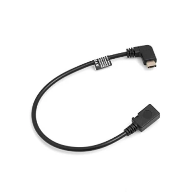 Abbildung von System S USB 3.1 Typ C Kabel Stecker 90 Grad gewinkelt zu Micro 2.0 Buchse Datenkabel Ladekabel Adapter Verlängerung (ca. 27 cm)