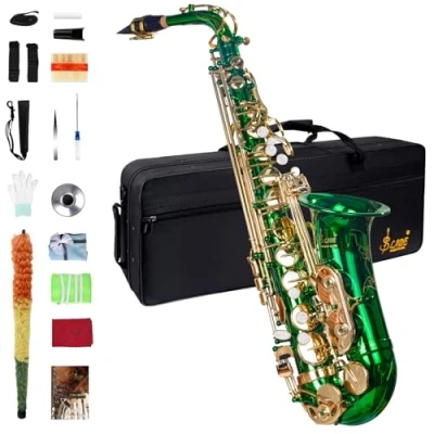 Abbildung von SLADE Saxophon Eb Altsaxophon für Anfänger Studenten, Erwachsene, Alt, Saxophon, Altsaxophon, Saxofon Grün