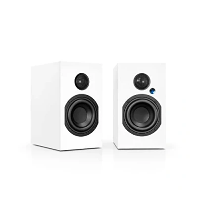 Abbildung von Nubert nuBoxx A 125 pro Weißes PC Lautsprecherpaar 2 Stück Kompaktlautsprecher für Homeoffice Lautsprecher mit Bluetooth aptX HD USB C Aktivboxen Wege Technik
