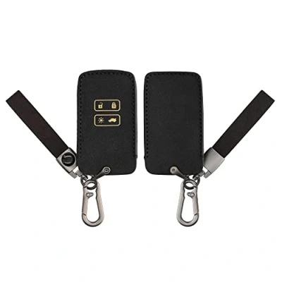 Abbildung von kwmobile Autoschlüssel Kunstleder Hülle kompatibel mit Renault 4 Tasten Smartkey (nur Keyless Go) Schlüsselhülle in Schwarz Gold