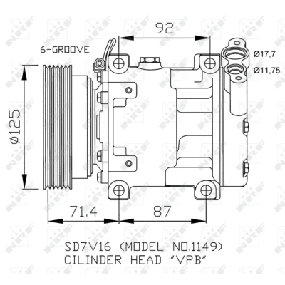 Abbildung von NRF 32267 Kompressor SD7V16 12 PAG 46 mit Kompressoröl RENAULT: CLIO 2