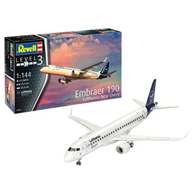 Abbildung von Revell 03883, Vormontiert, 1:144, Embraer 190 Lufthansa New Livery, Beide Geschlechter, 55 Stück(e), 10 Jahr(e)