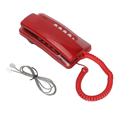 Abbildung von ciciglow Schnurgebundenes Telefon, KXT 438 Heimtelefon Telefon für die Wandmontage mit Wahlwiederholungs Schnellstummschaltfunktion das Home Hotel School Office(Rot)