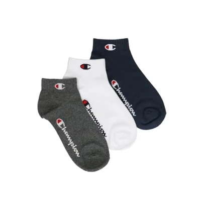 Abbildung von Champion Unisex 3ER Packquarter Basic LOGO Socken, Größe: 35 38, Blau weiß grau