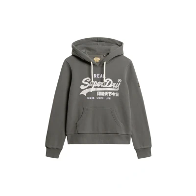 Abbildung von Superdry Embellished Vintage LOGO Graphic Kapuzenpullover, Damen, Größe: 42, Washed black