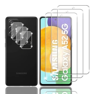 Abbildung von Zicurz 3+3 Stück Schutzglas für Samsung Galaxy A52 5G, Panzer Schutz Glas, 3 Schutzfolie und Kamera Schutzglas, HD Displayschutz, Blasenfrei, 5G
