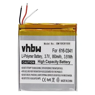 Abbildung von vhbw Akku kompatibel mit Apple iPod Touch 1. Generation 8GB, MA623LL/B MP3 Player Musik (950mAh, 3,7V, Li Polymer)