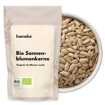 Abbildung von Kamelur BIO Sonnenblumenkerne geschält 2kg hochwertige zum Backen &amp; mehr sunflower seeds in biologisch abbaubarer Verpackung