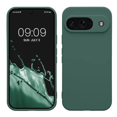 Abbildung von kwmobile Handyhülle kompatibel mit Google Pixel 9 Hülle Handy Case aus weichem Silikon in Tannengrün