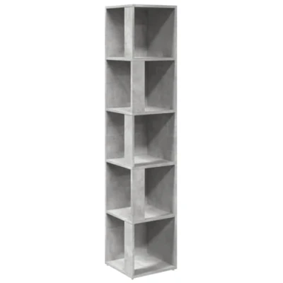 Abbildung von vidaXL Eckregal 5 Fächer Standregal Bücherregal Wandregal Raumteiler Regal Büroregal Dekoregal Aufbewahrung Betongrau 33x33x164,5cm Holzwerkstoff