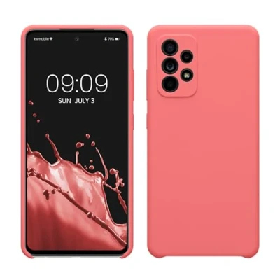 Abbildung von kwmobile Hülle kompatibel mit Samsung Galaxy A52 / 5G A52s Silikon Handy Case Handyhülle weiche Oberfläche kabelloses Laden Pastell Koralle