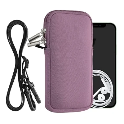 Abbildung von kwmobile Handytasche für Smartphones XXL 7&quot; Neopren Handy Hülle Lavendel mit Kordel Tasche Handykette 17,7 x 8,5 cm Innenmaße
