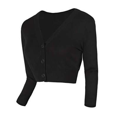 Abbildung von Urban GoCo Damen V Ausschnitt Kurz Strickweste Strickjacke (XL, rosa)