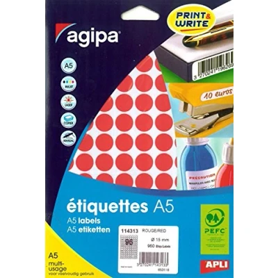 Abbildung von agipa 114313 Markierungspunkte, Durchmesser: 15 mm, rund, rot