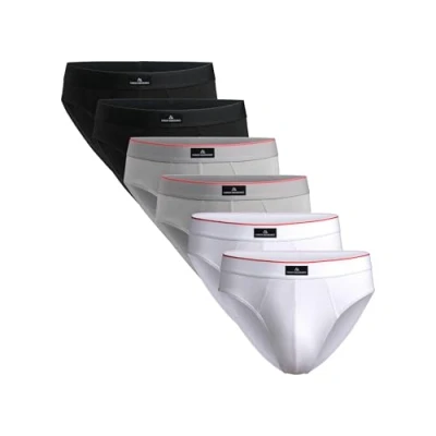 Abbildung von DANISH ENDURANCE 6er Pack, Klassischer Slip Herren aus Baumwolle, Unterwäsche, Weich, Mit Stretch, Ohne Etikett Mehrfarbig (2X Schwarz, 2X Grau, Weiß) XL