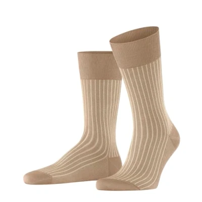 Abbildung von FALKE Herren Socken Oxford Stripe M SO Baumwolle gemustert 1 Paar, Braun (Camel 5038), 45 46