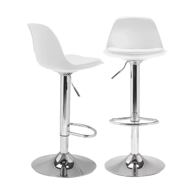 Abbildung von idmarket Set mit 2 Barhockern, Design Karl in Weiß