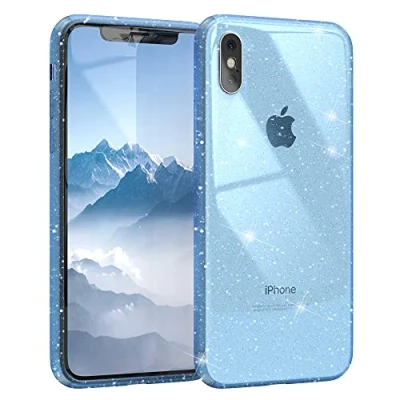 Abbildung von EAZY CASE Hülle kompatibel mit iPhone XS Max Schutzhülle Glitzer, Handyhülle, Schutzhülle, Back Cover Glitter, TPU/Silikon, Transparent/Durchsichtig, Blau