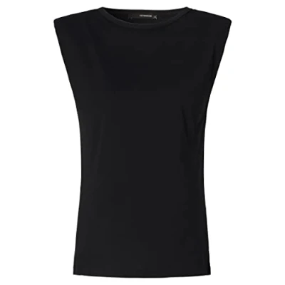 Abbildung von Supermom Damen Tee Sleeveless Shoulderpad T Shirt, Black P090, XS