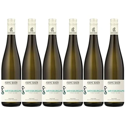 Abbildung von Hans Baer Weißburgunder Trocken Weisswein Qualitätswein aus Rheinhessen, Deutschland (6 x 0.75 l)