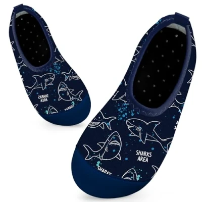 Abbildung von Mabove Badeschuhe Kinder Schwimmschuhe Wasserschuhe Schnell Trocknend Strandschuhe Aquaschuhe für Jungen Baby Beach Pool(Hai Dunkelblau,18/19 EU)