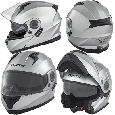 Abbildung von A Pro Helm Modular Motorradhelm Klapphelm Innensonnenblende Silber L
