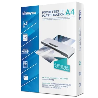 Abbildung von WAYTEX 78278 Laminierfolien A4 sehr dick 2x175 (350) Micron für Heißlaminiergerät 100 Stück