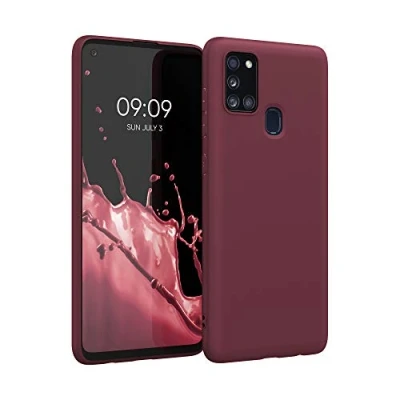 Abbildung von kwmobile Hülle kompatibel mit Samsung Galaxy A21s weiches TPU Silikon Case Cover geeignet für kabelloses Laden Tawny Red