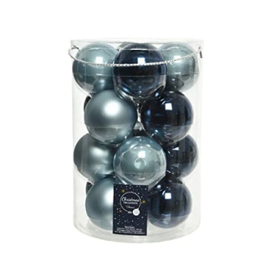 Abbildung von Kaemingk Weihnachtskugeln Glas 8cm x 16 Stück Christbaumkugeln Mix blau hellblau dunkelblau