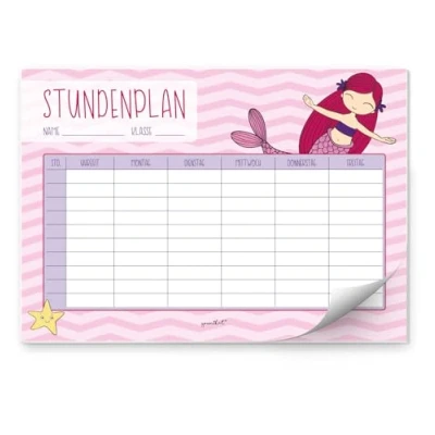 Abbildung von younikat Stundenplan DIN A4 Papier Block I Meerjungfrau Motiv 25 Blatt zum Beschriften und Abreißen Schulanfang Mädchen dv627