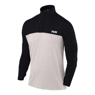 Abbildung von TCA Langarmshirt Herren Langarm Laufshirt mit Reißverschluss Grau/Schwarz, L (1 tlg)