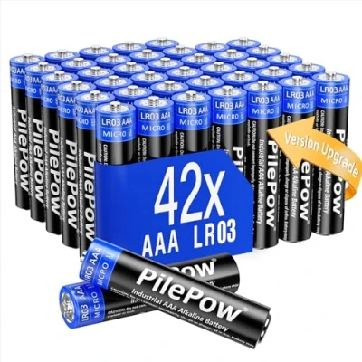 Abbildung von Batterien AAA, 42 Stück Industrie Batterie 1,5V LR03, [Upgrade Version] 10 Jahre Lagerung Einwegbatterien für Spielzeug, Wecker, tragbare Fernbedienung und andere tägliche Geräte