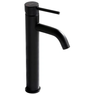 Abbildung von Rea Waschtischarmatur LUNGO BLACK HIGH Wasserhahn Bad Badarmatur aus Messing Armatur für Waschbecken Badezimmer Mischbatterie Einhebel (Schwarz)
