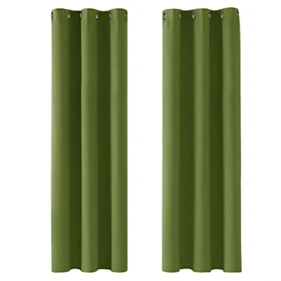 Abbildung von Deconovo Blickdicht Gardinen mit Ösen für Schlafzimmer Thermogardinen Vorhang Kälteschutz Thermogardine Hitzeschutz Dicke Thermovorhang, 183x107cm(HöhexBreite), Apfelgrün, 2er Set