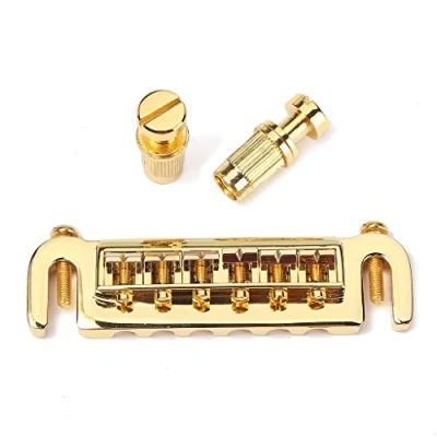 Abbildung von Alnicov Roller Bridge Sattel Saitenhalter Combo verstellbare Wraparound für Les Paul LP Style E Gitarre Gold