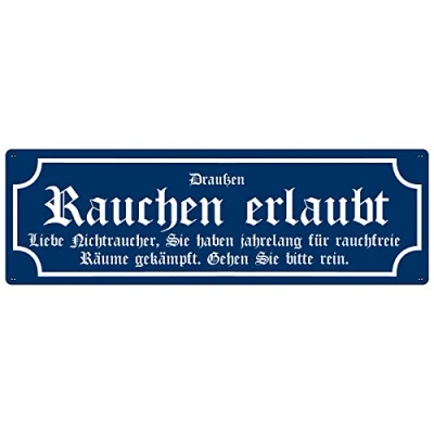 Abbildung von Interluxe METALLSCHILD Retro Blechschild Türschild DRAUSSEN Rauchen Restaurant Gaststätte