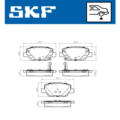 Abbildung von SKF VKBP 90303 A Bremsbelagsatz mit akustischer Verschleißwarnung
