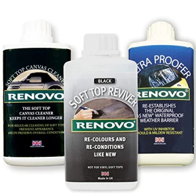 Abbildung von Renovo Ren KIT1 Dreifach Reinigungsset mit Soft Top Revivier/Soft Ultra Proofer/Soft Canvas Cleaner, Schwarz