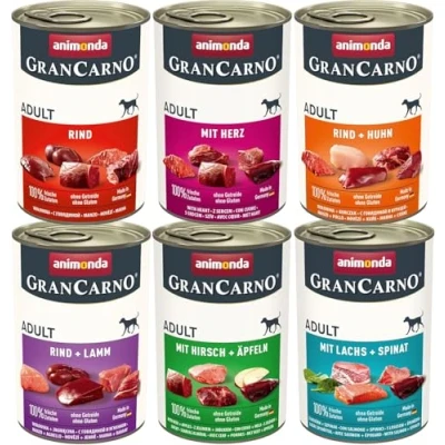 Abbildung von GranCarno Hunde Nassfutter Herzhafte Variation (6 x 400 g), Hundefutter nass ohne Getreide und Zucker von animonda, für ausgewachsene Hunde, mit frischen fleischlichen Zutaten