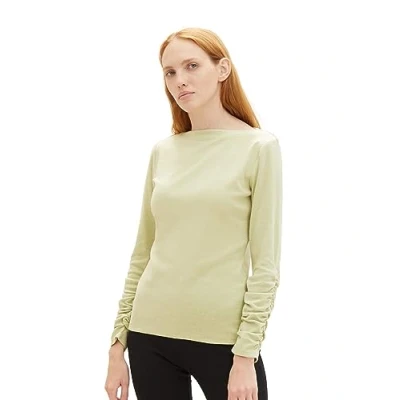 Abbildung von TOM Tailor Denim MIT U BOOT Ausschnitt Langarmshirt, Damen, Größe: XXL, Dusty pear green melange
