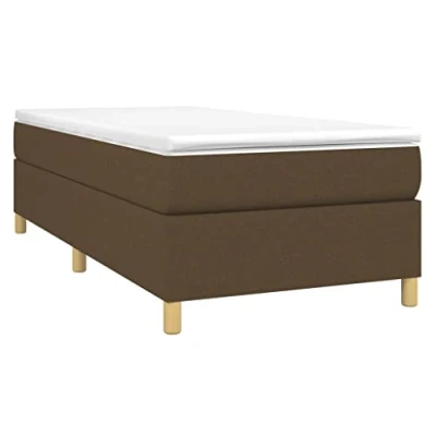 Abbildung von vidaXL Bettgestell, Polsterbett Bett für Schlafzimmer, Bettrahmen mit Lattenrost, Schlafzimmerbett Einzelbett, Dunkelbraun 80x200cm Stoff