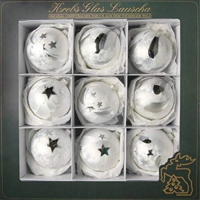 Abbildung von Krebs Glas Lauscha Weihnachtsbaumkugel &quot;Eislack, Weihnachtsdeko, Christbaumschmuck, Christbaumkugeln Glas&quot;, (Set, 9 St.), mundgeblasen